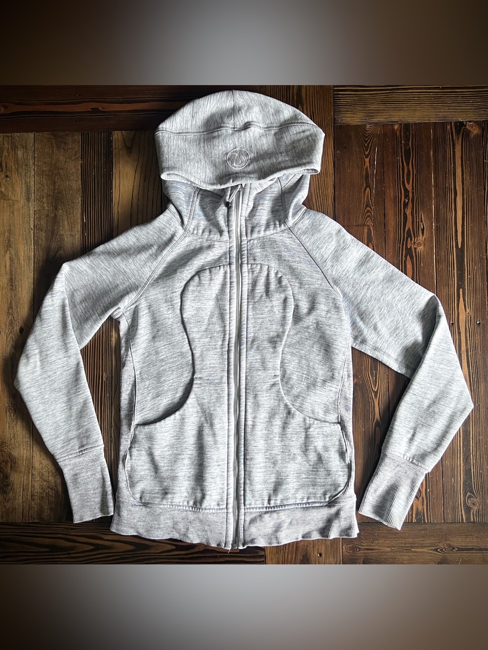 LULULEMON • Scuba Hoodie heathered blue-grey Full Zip Thumbhole Jacket yoga gym